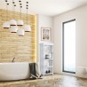 Rebecca Mobili White Wooden Shelf Modern Bookcase 4 Shelves for Bathroom Living Room