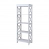 Rebecca Mobili White Wooden Shelf Modern Bookcase 4 Shelves for Bathroom Living Room