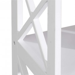 Rebecca Mobili White Wooden Shelf Modern Bookcase 4 Shelves for Bathroom Living Room