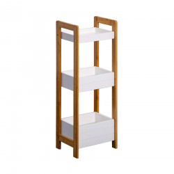 Rebecca Mobili Open badkamerplank keukenopbergkast bamboe mdf 3 planken witbruin Spice Cosmetics Organizer