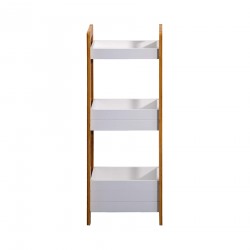 Rebecca Mobili Ladder Shelf Bathroom Floor Cabinet 3 Shelves MDF Bambu White