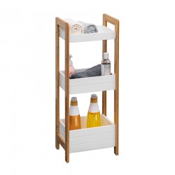 Rebecca Mobili Open badkamerplank keukenopbergkast bamboe mdf 3 planken witbruin Spice Cosmetics Organizer