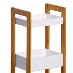 Rebecca Mobili Open badkamerplank keukenopbergkast bamboe mdf 3 planken witbruin Spice Cosmetics Organizer