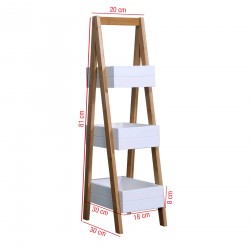 Rebecca Mobili Mobile a scala Scaffale da Bagno con 3 Ripiani in Mdf Bambu Bianco Marrone