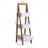 Rebecca Mobili Ladder Unit Bathroom Shelf with 3 Shelves Mdf Bambu White Brown