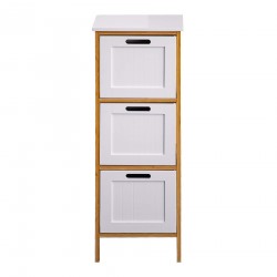 Rebecca Mobili Commode de salle de bains 3 Tiroirs Mdf Bois Blanc Bambu