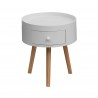 Rebecca Mobili Bedside Table 1 Drawer Round White Wood Modern Side Table for Bedroom