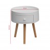 Rebecca Mobili Bedside Table 1 Drawer Round White Wood Modern Side Table for Bedroom