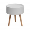 Rebecca Mobili Table de chevet 1 Tiroir ronde en Bois blanc Moderne pour chambre à coucher