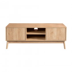 Rebecca Mobili TV Ständer Niedriges Sideboard aus Bambu Mdf 2 Türen Regale für Wohnzimmer