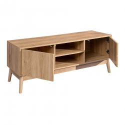 Rebecca Mobili Mobile porta TV Credenza Bassa in Bambu Mdf 2 Ante Ripiani da Salotto Soggiorno