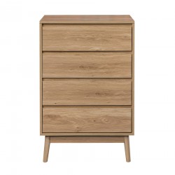 Rebecca Mobili 4 Drawer Chest of Drawers Brown Wood Nordic Style Bedroom Furniture