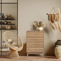 Rebecca Mobili Kommode 4 Schubladen Braunes Holz Nordischer Stil Schlafzimmerschrank