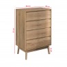 Rebecca Mobili 4 Drawer Chest of Drawers Brown Wood Nordic Style Bedroom Furniture