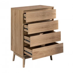 Rebecca Mobili 4 Drawer Chest of Drawers Brown Wood Nordic Style Bedroom Furniture