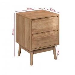 Rebecca Mobili Nordic Brown Wooden 2 Drawer Bedside Table 56,5x40x40 cm