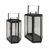 Rebecca Mobili Conjunto de 2 Lanternas Porta Velas de PVC Preto e Metal para Uso Moderno Interior e Exterior