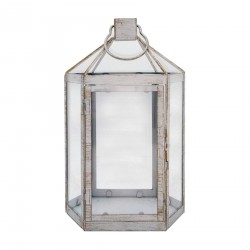 Rebecca Mobili Farol Grande de metal y PVC Shabby para Interiores y Exteriores