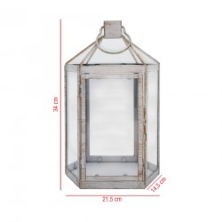 Rebecca Mobili Farol Grande de metal y PVC Shabby para Interiores y Exteriores