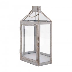 Rebecca Mobili Farol Grande de metal y PVC Shabby para Interiores y Exteriores