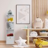 Rebecca Mobili Children Narrow Toy Shelf 4 Shelves 1 Drawer Wooden Bookcase White