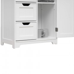 Rebecca Mobili Mobiletto Multiuso 4 Cassetti 1 Anta in Legno Bianco Moderno Mobile da Bagno