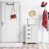 Rebecca Mobili Armario Multiusos 4 Cajones 1 Puerta Madera Blanca Muebles de Baño Modernos