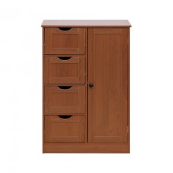 Rebecca Mobili Bathroom Cabinet 4 Drawers 1 Door in Brown Wood Modern Freestanding Unit