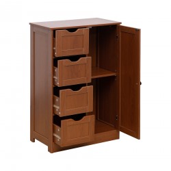 Rebecca Mobili Bathroom Cabinet 4 Drawers 1 Door in Brown Wood Modern Freestanding Unit