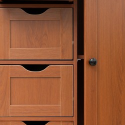 Rebecca Mobili Badezimmerschrank 4 Schubladen 1 Tür aus braunem Holz Moderner Standgeräteschrank