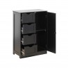 Rebecca Mobili Bathroom Cabinet with 4 Drawers and 1 Door in Black Wood Multipurpose Storage Unit