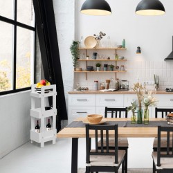 Rebecca Mobili Etagère de cuisine Etroite avec 3 Etagères en Bois Blanc Meuble de salle de bain Moderne