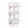 Rebecca Mobili Narrow Kitchen Shelf with 3 Shelves in White Wood Modern Bathroom Storage Unit