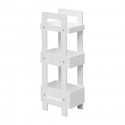 Rebecca Mobili Narrow Kitchen Shelf with 3 Shelves in White Wood Modern Bathroom Storage Unit