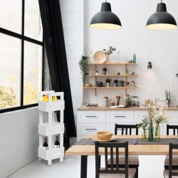 Rebecca Mobili Porte-échelle de cuisine avec 3 Etagères en bois blanc Meubles de salle de bains Modernes