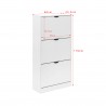 Rebecca Mobili Shoe Cabinet White MDF 3-Door Space-Saving Cabinet for 12 Pairs for Entryway