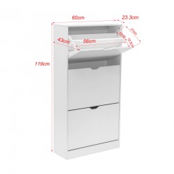 Rebecca Mobili Shoe Cabinet White MDF 3-Door Space-Saving Cabinet for 12 Pairs for Entryway