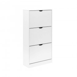 Rebecca Mobili Shoe Cabinet White MDF 3-Door Space-Saving Cabinet for 12 Pairs for Entryway