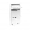 Rebecca Mobili Shoe Cabinet White MDF 3-Door Space-Saving Cabinet for 12 Pairs for Entryway