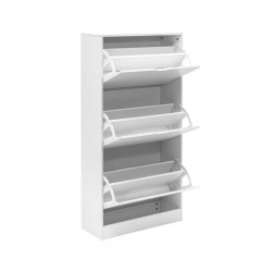 Rebecca Mobili Shoe Cabinet White MDF 3-Door Space-Saving Cabinet for 12 Pairs for Entryway