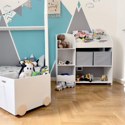 Rebecca Mobili Organisateur de Jouets Meuble de Chambre d'Enfant Blanc MDF avec 2 Boîtes 5 Compartiments