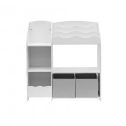 Rebecca Mobili Organizer per Giocattoli Mobile per Cameretta Bianco MDF con 2 Scatole 5 Vani