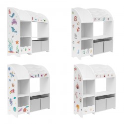 Rebecca Mobili Toys Organiser Nursery Cabinet White MDF with 2 Boxes 5 Compartments