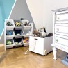 Rebecca Mobili Organisateur de Jouets Etagère de Chambre MDF Blanc avec 9 Boîtes Amovibles