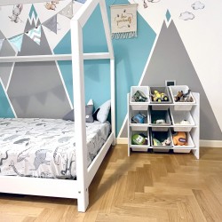 Rebecca Mobili Organisateur de Jouets Etagère de Chambre MDF Blanc avec 9 Boîtes Amovibles