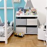 Rebecca Mobili Etagère à Jouets pour Enfants MDF Blanc Gris avec 4 Boîtes