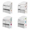 Rebecca Mobili Etagère à Jouets pour Enfants MDF Blanc Gris avec 4 Boîtes