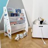 Rebecca Mobili Bibliothèque pour Enfants Montessori Blanc MDF TNT avec 4 Étagères