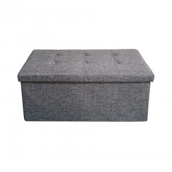 Rebecca Mobili Pouf Rectangular Banco Contenedor Plegable Gris con Asiento