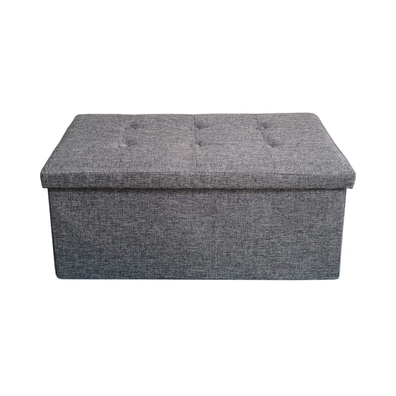 Rebecca Mobili Pouf Rectangular Banco Contenedor Plegable Gris con Asiento